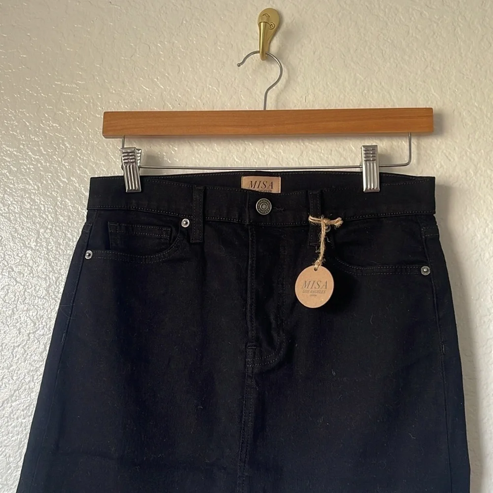 NWT MISA Los Angeles Super Star Asymmetrical Mini Skirt black wash